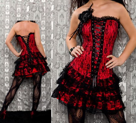 Red and black corset 